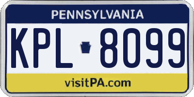 PA license plate KPL8099
