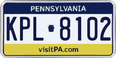 PA license plate KPL8102