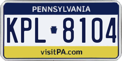 PA license plate KPL8104