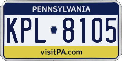 PA license plate KPL8105