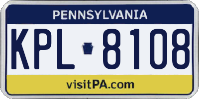 PA license plate KPL8108