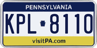 PA license plate KPL8110