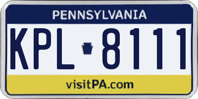 PA license plate KPL8111