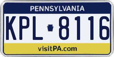 PA license plate KPL8116