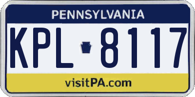 PA license plate KPL8117