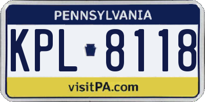 PA license plate KPL8118