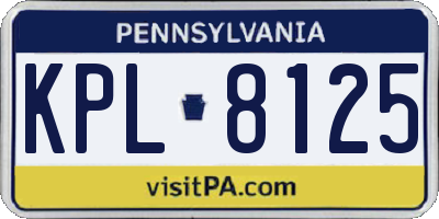 PA license plate KPL8125