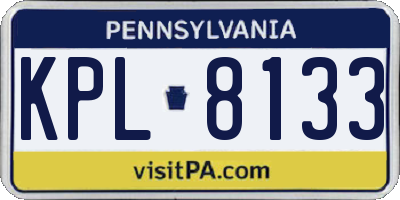 PA license plate KPL8133