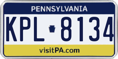PA license plate KPL8134