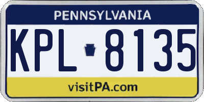 PA license plate KPL8135