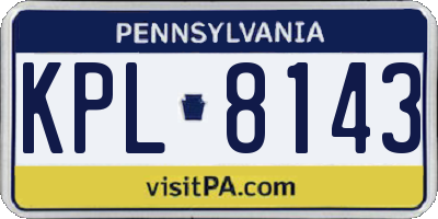 PA license plate KPL8143