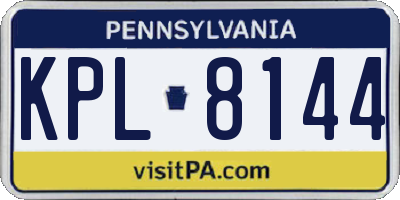 PA license plate KPL8144