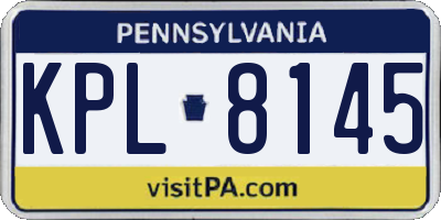 PA license plate KPL8145