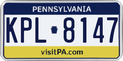PA license plate KPL8147