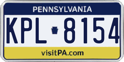 PA license plate KPL8154