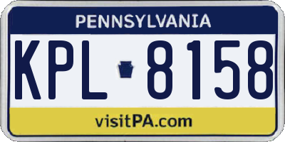 PA license plate KPL8158