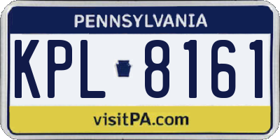 PA license plate KPL8161