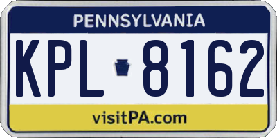 PA license plate KPL8162