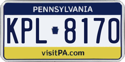 PA license plate KPL8170