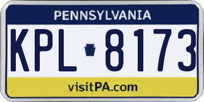 PA license plate KPL8173