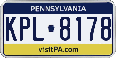 PA license plate KPL8178