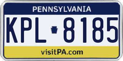 PA license plate KPL8185