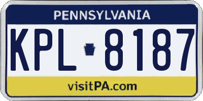 PA license plate KPL8187
