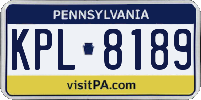 PA license plate KPL8189