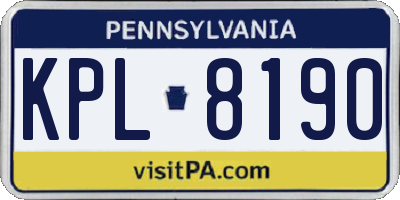 PA license plate KPL8190