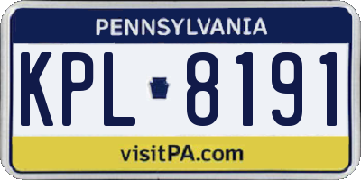 PA license plate KPL8191