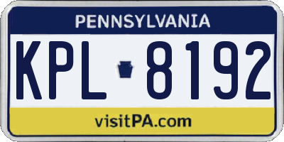 PA license plate KPL8192