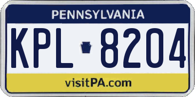 PA license plate KPL8204