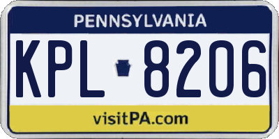 PA license plate KPL8206