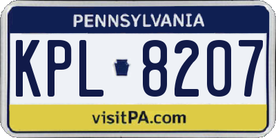 PA license plate KPL8207