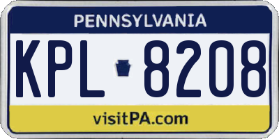 PA license plate KPL8208