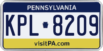 PA license plate KPL8209