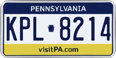 PA license plate KPL8214