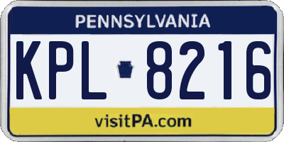 PA license plate KPL8216
