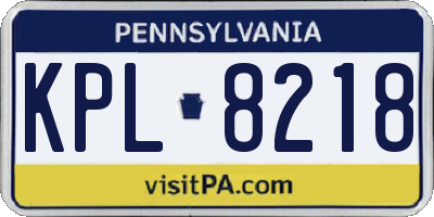 PA license plate KPL8218