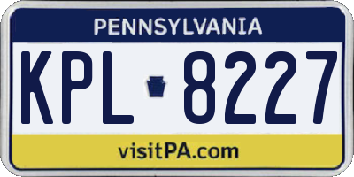 PA license plate KPL8227