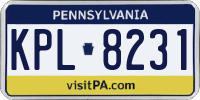 PA license plate KPL8231