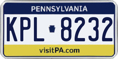 PA license plate KPL8232