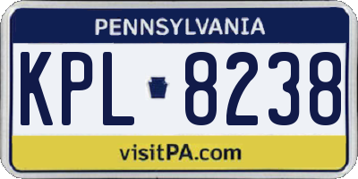 PA license plate KPL8238