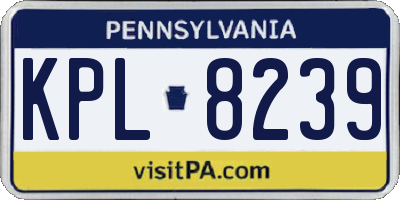 PA license plate KPL8239