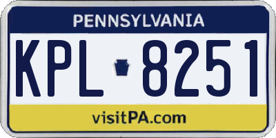 PA license plate KPL8251