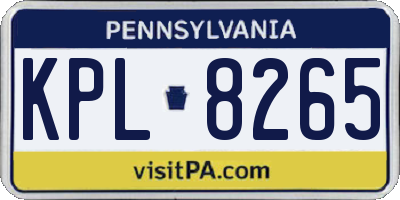 PA license plate KPL8265