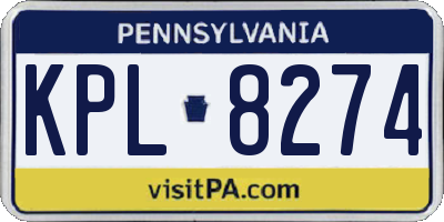PA license plate KPL8274