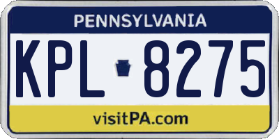 PA license plate KPL8275
