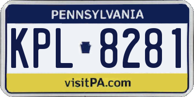 PA license plate KPL8281