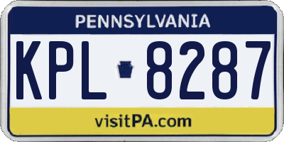PA license plate KPL8287